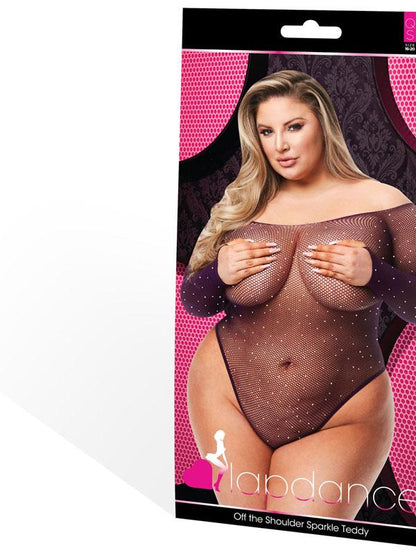 Off The Shoulder Sparkle Teddy - Purple - Q ENV Lapdance Lingerie
