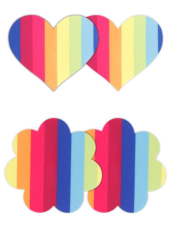 Pretty Pasties Pride Heart and Flower Rainbow 2 Pair NS Novelties