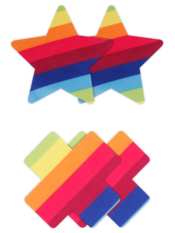 Pretty Pasties Pride Cross and Star Rainbow 2 Pair NS Novelties