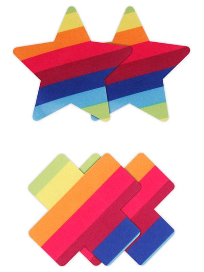 Pretty Pasties Pride Cross and Star Rainbow 2 Pair NS Novelties