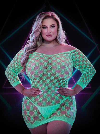 Lapdance Glow In The Dark Mini Dress with Sleeves Q Lapdance Lingerie
