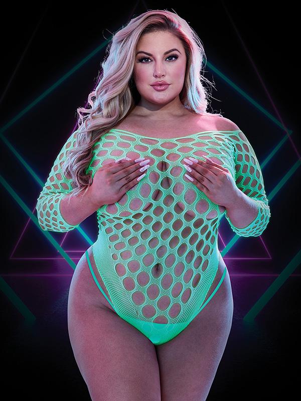 Lapdance Glow In The Dark Large Fishnet Teddy Q Lapdance Lingerie