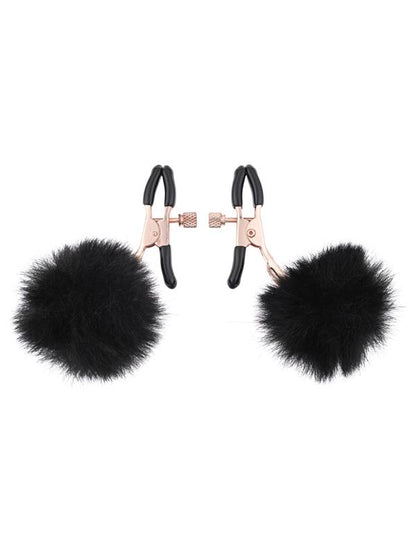Sex & Mischief Puff Nipple Clamps - Black/Gold Nipple Clamps - Set of 2 Sportsheets