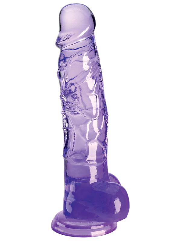 King Cock Clear 8'' Cock with Balls - Purple - Purple 20.3 cm Dong Pipedream