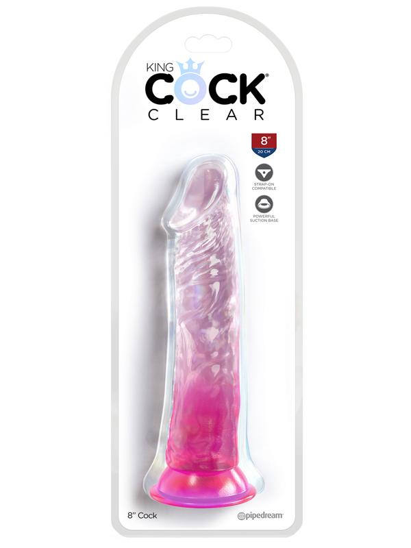 King Cock Clear 8'' Cock - Pink - Pink 20.3 cm Dong Pipedream