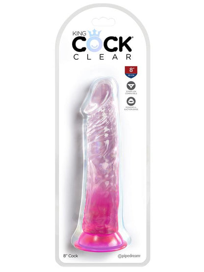 King Cock Clear 8'' Cock - Pink - Pink 20.3 cm Dong Pipedream