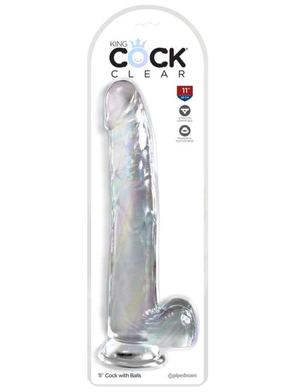 King Cock Clear 11 in. with balls - Clear King Cock