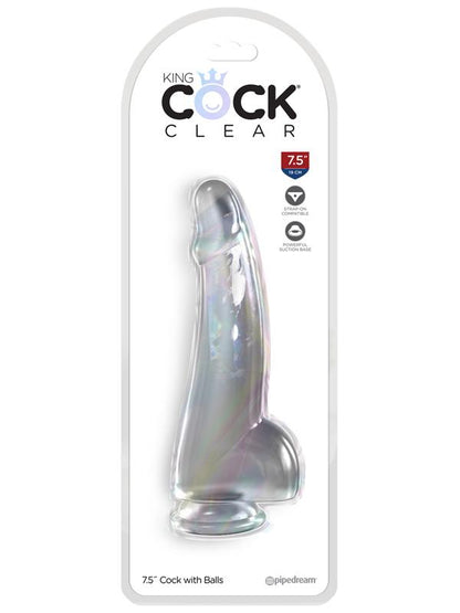 King Cock Clear 7.5'' Cock with Balls - Clear 19 cm Dong Pipedream