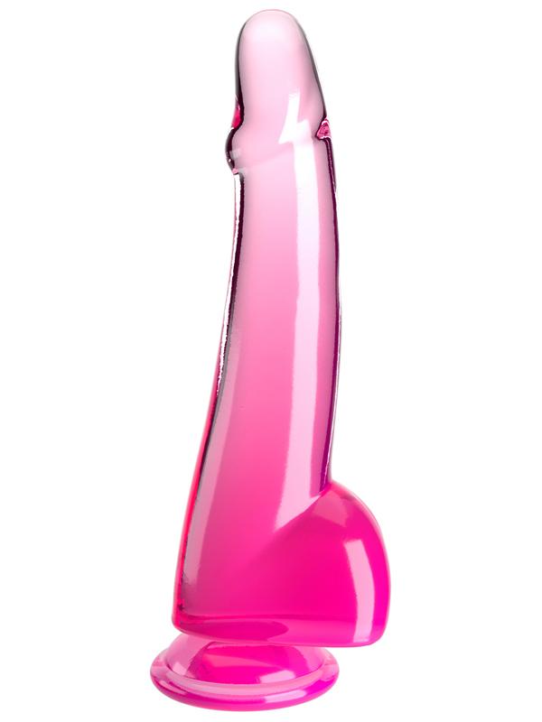 King Cock Clear 10'' Cock with Balls - Pink - Pink 25 cm Dong Pipedream