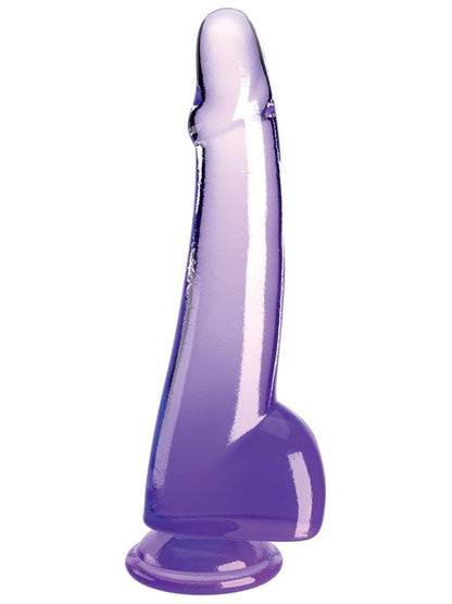King Cock Clear 10'' Cock with Balls - Purple - Purple 25 cm Dong Pipedream