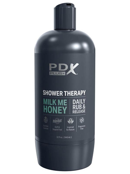 PDX Plus Shower Therapy - Milk Me Honey - Flesh - Flesh Discreet Vagina Stroker with Suction Base Pipedream