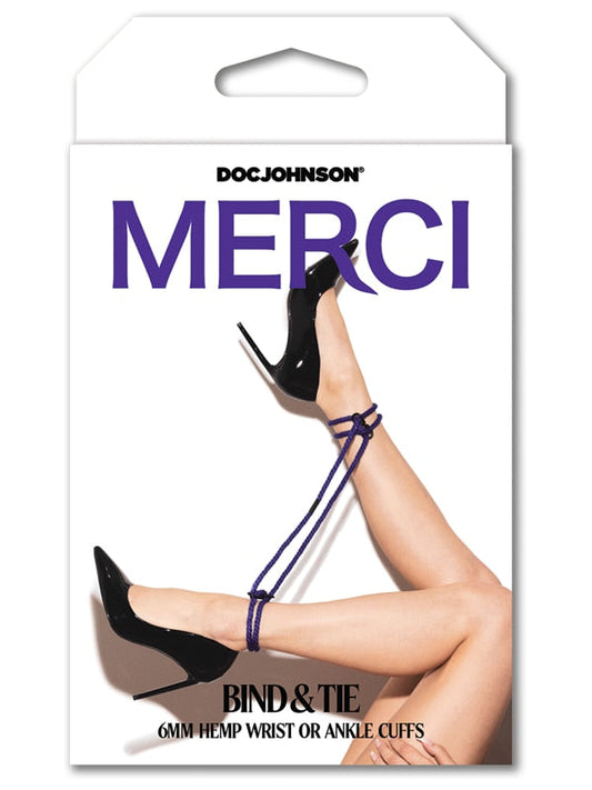 Merci Bind and Tie 6mm Hemp Wrist or Ankle Cuffs Violet Kink
