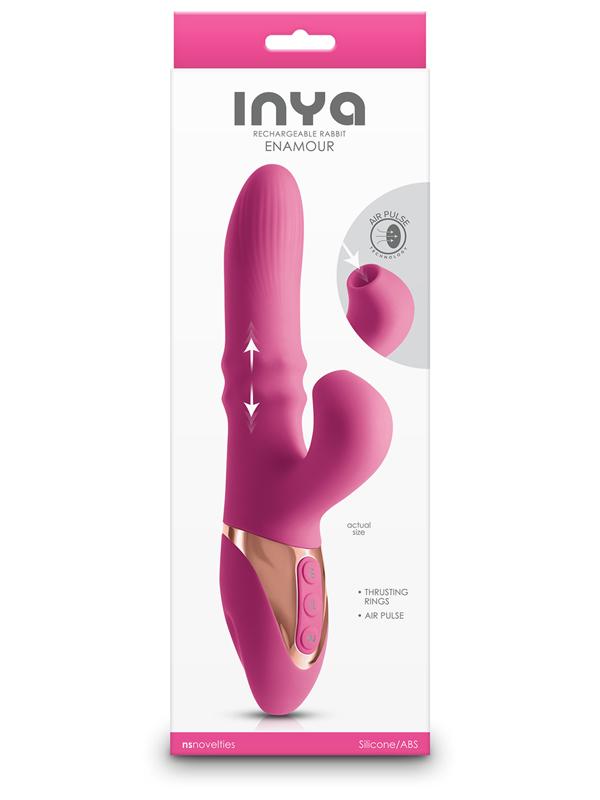INYA Enamour - Pink - Pink 31.5 cm USB Rechargeable Vibrator with Air Pulse NS Novelties