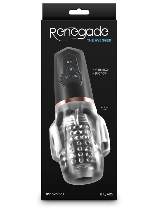 Renegade Avenger - Clear/Black USB Rechargeable Sucking Masturbator NS Novelties