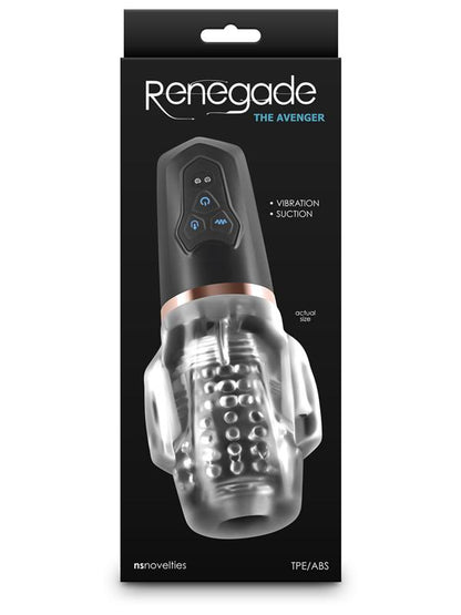 Renegade Avenger - Clear/Black USB Rechargeable Sucking Masturbator NS Novelties
