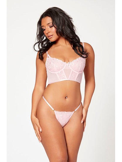 2 Pc Bustier And Thong Panty Set 11552 PINK M (H) Seven Til Midnight