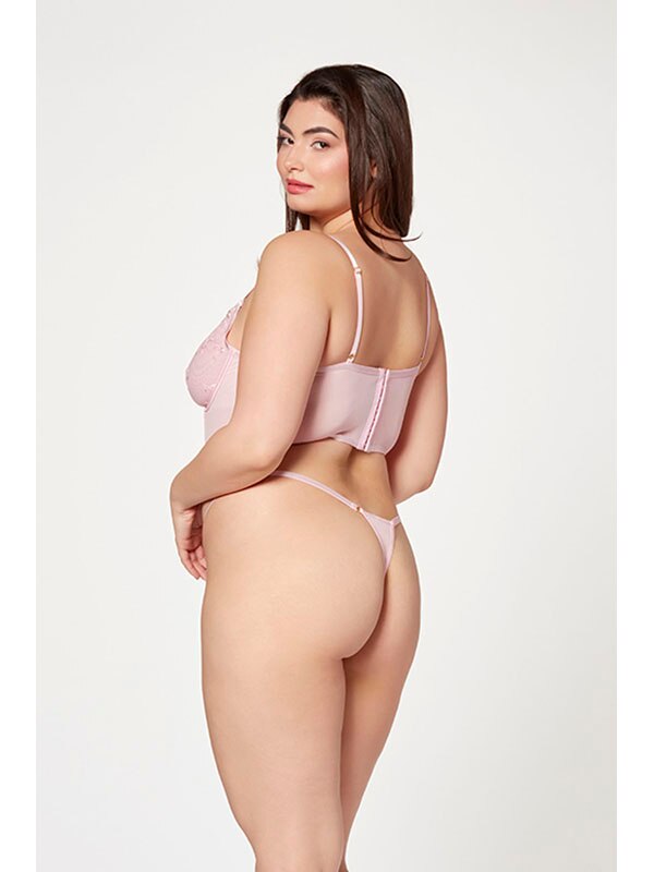 2 Pc Bustier And Thong Panty Set 11552X PINK 1X/2X (H) Seven Til Midnight