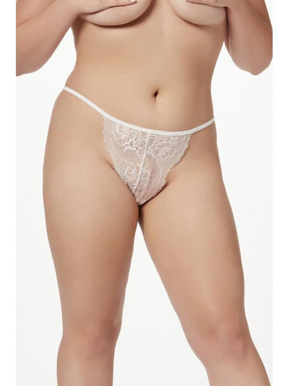 Single Thong Panty With Pearl Back Detail 11503X WHITE 3X/4X (H) Seven Til Midnight