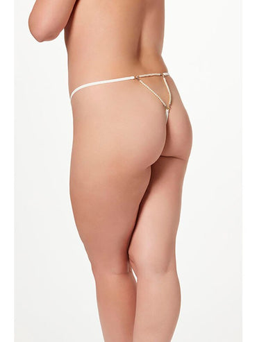 Single Thong Panty With Pearl Back Detail 11503X WHITE 3X/4X (H) Seven Til Midnight