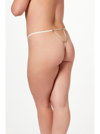 Single Thong Panty With Pearl Back Detail 11503X WHITE 3X/4X (H) Seven Til Midnight