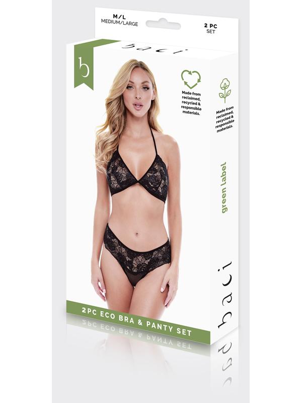 2Pc Eco Bra and Panty Set Black M/L Baci