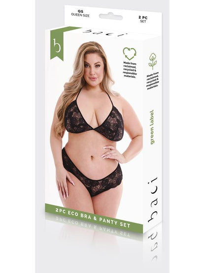 2Pc Eco Bra and Panty Set Black Q Baci