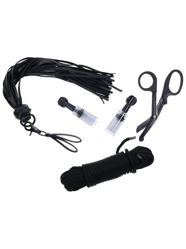 SPORTSHEETS Tied and Twisted Bondage Kit - Black Bondage Kit - 5 Piece Set Sportsheets