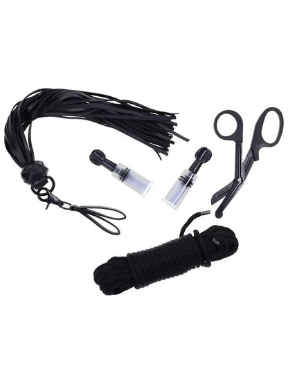 SPORTSHEETS Tied and Twisted Bondage Kit - Black Bondage Kit - 5 Piece Set Sportsheets