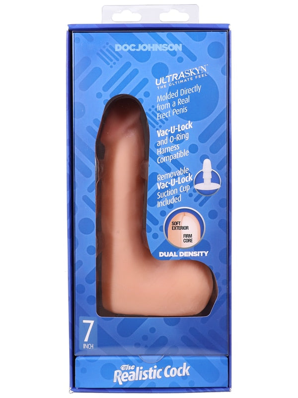 The Realistic Cock - With Removable Vac-U-Lock Suction Cup - ULTRASKYN - 7 Inch (with balls) Vanilla Vac U Lock
