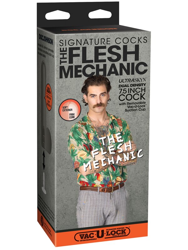 Signature Cocks - The Flesh Mechanic - 7.5 Inch ULTRASKYN Cock with Removable Vac-U-Lock Suction Cup Vanilla Vac U Lock