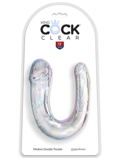 King Cock Clear Medium Double Trouble - Clear Medium Double Penetration Dong Pipedream