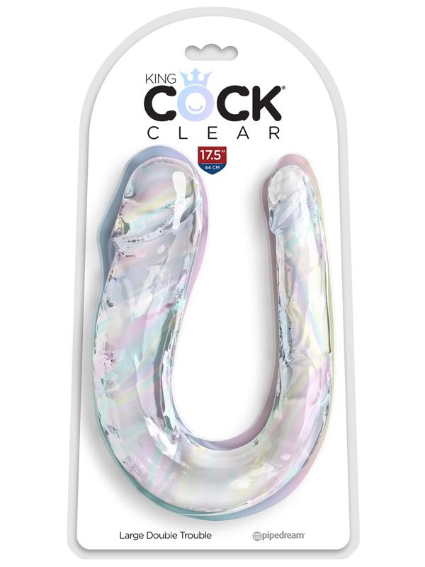 King Cock Clear Large Double Trouble - Clear Large Double Penetration Dong Pipedream