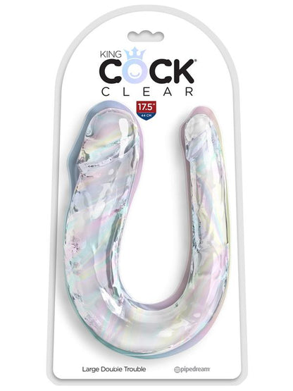 King Cock Clear Large Double Trouble - Clear Large Double Penetration Dong Pipedream