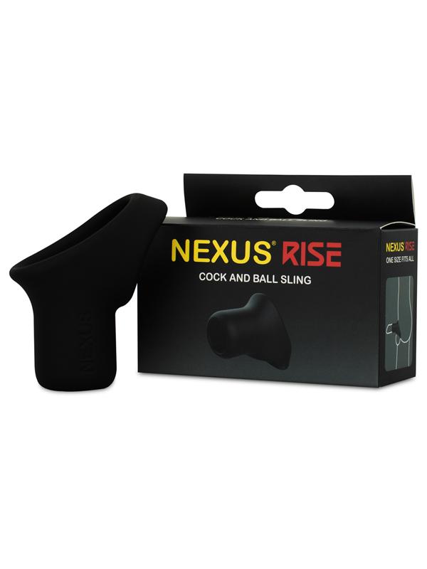 Nexus Rise Liquid Silicone Cock and Ball Sling Black Nexus