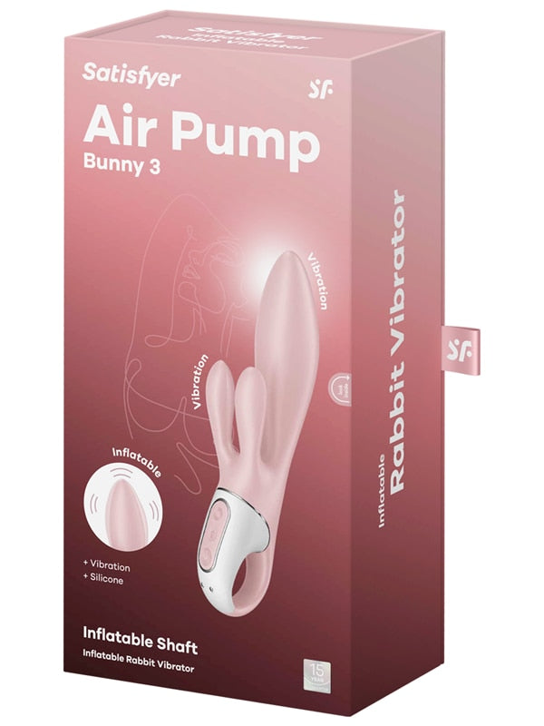 Satisfyer Air Pump Bunny 3 - Pink USB Rechargeable Inflatable Rabbit Vibrator Satisfyer