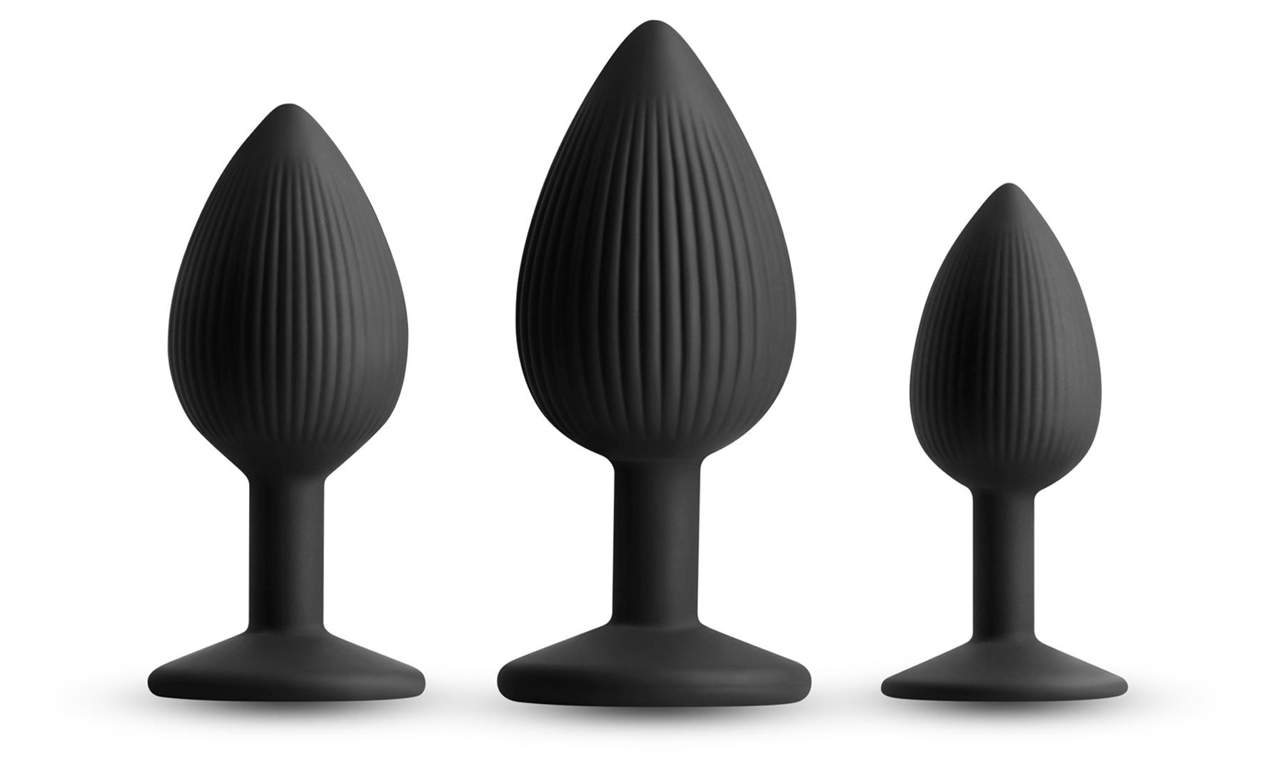 Renegade Triple Ace Kit - Black - Black Butt Plugs - Set of 3 Sizes NS Novelties