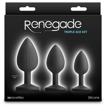 Renegade Triple Ace Kit - Black - Black Butt Plugs - Set of 3 Sizes NS Novelties