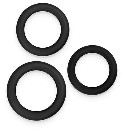 Renegade 3pc Slim Rings - Black - Black Cock Rings - Set of 3 Sizes NS Novelties