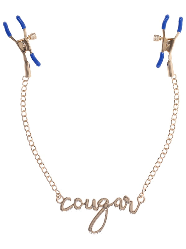 Sex & Mischief Cougar Nipple Clamps - Gold Nipple Clamps with 33 cm Chain Sportsheets