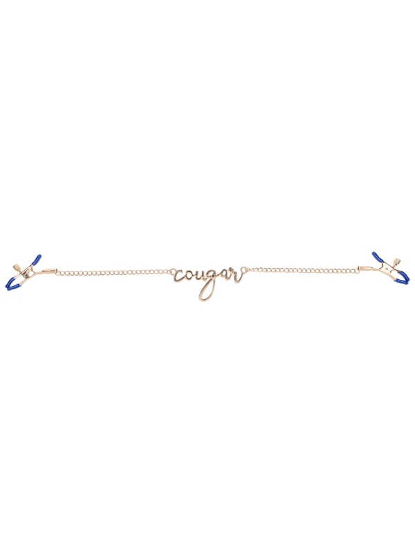 Sex & Mischief Cougar Nipple Clamps - Gold Nipple Clamps with 33 cm Chain Sportsheets