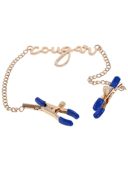 Sex & Mischief Cougar Nipple Clamps - Gold Nipple Clamps with 33 cm Chain Sportsheets