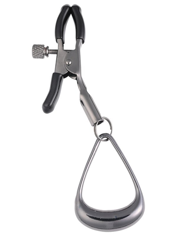 SPORTSHEETS Velvet Noir Tuggable Nipple Clamps - Gunmetal Adjustable Nipple Restraints Sportsheets
