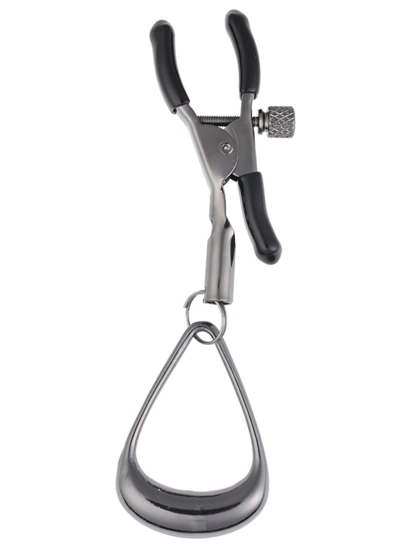 SPORTSHEETS Velvet Noir Tuggable Nipple Clamps - Gunmetal Adjustable Nipple Restraints Sportsheets