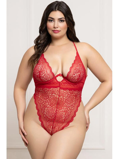 Floral Lace Teddy STM-11825XP-Red-OSX (P) Seven Til Midnight
