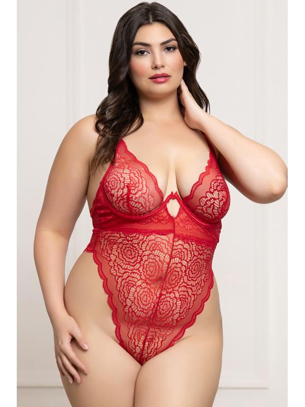 Floral Lace Teddy STM-11825XP-Red-OSX (P) Seven Til Midnight