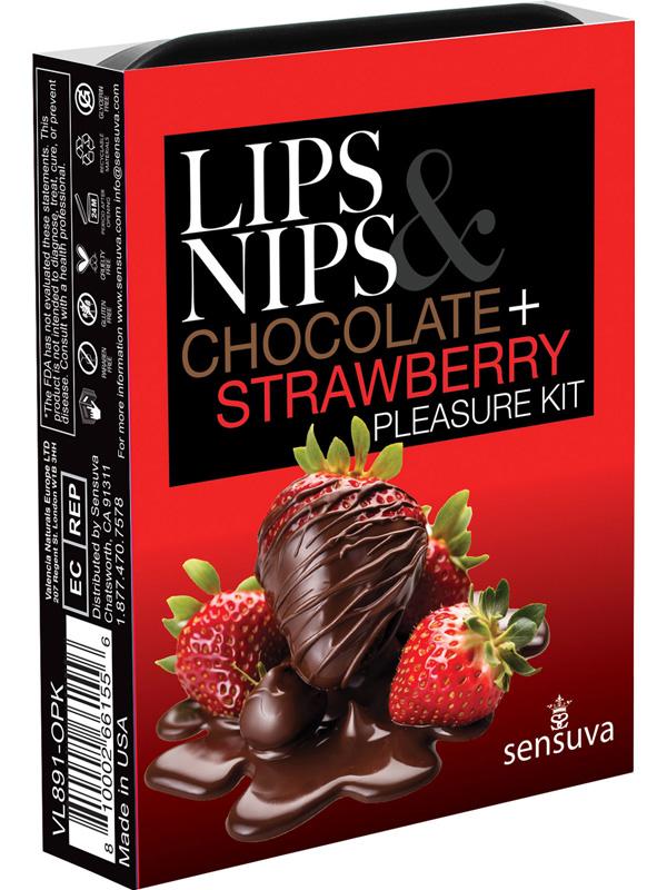 LIPS & NIPS Chocolate + Strawberry Pleasure Kit Sensuva