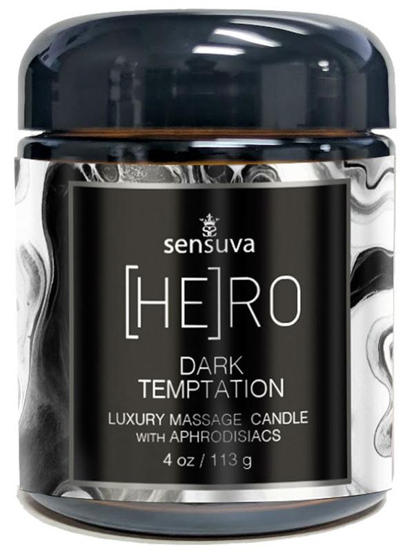 HERO Dark Temptation Luxury Massage Candle 4oz. (118 ml) glass jar-scent Ocean and Forest