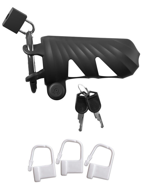 Fantasy C-Ringz Remote-Controlled Vibrating Cock Blocker - Black Vibrating Cock Cage Pipedream
