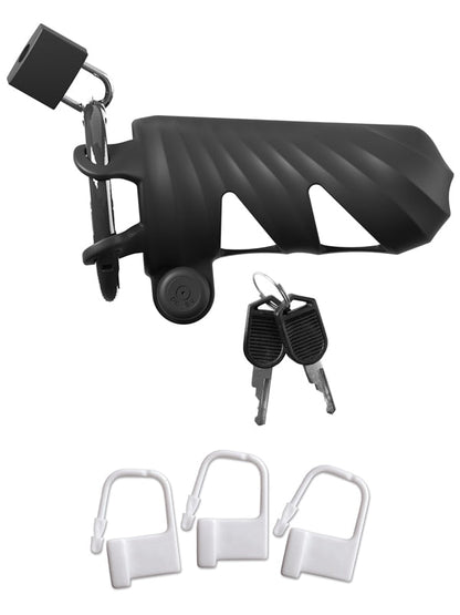Fantasy C-Ringz Remote-Controlled Vibrating Cock Blocker - Black Vibrating Cock Cage Pipedream