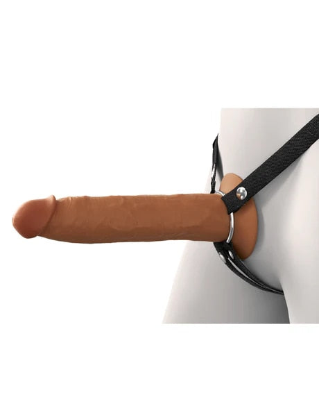 Fantasy X-Tensions Elite 9 in. Silicone Hollow Strap-On Dual Density Brown Fantasy X-Tensions